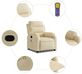 Poltrona de massagens reclinável tecido cor creme