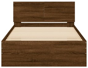 Cama sem colchão com cabeceira 100x200 cm carvalho castanho