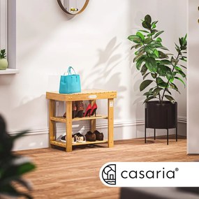 Sapateira 2 em 1 em madeira de acácia com certificação FSC® 50 x 33 x 46 cm Castanho
