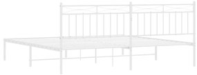 Estrutura de cama com cabeceira 193x203 cm metal branco