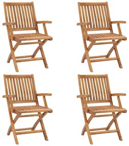 vidaXL Cadeiras de jardim dobráveis 4 pcs madeira de teca maciça