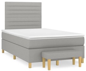 vidaXL Cama boxspring com colchão 120x190 cm tecido cinzento-claro