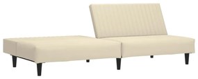 Sofá-cama de 2 lugares veludo cor creme