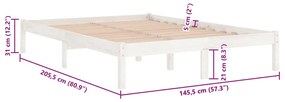 Estrutura de cama 140x200 cm pinho maciço branco