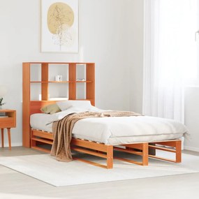 vidaXL Cama com estante sem colchão 100x200 cm madeira maciça