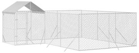Canil de exterior com teto 6x6x2,5 m aço galvanizado prateado