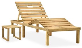 vidaXL Espreguiçadeira de jardim com mesa madeira de pinho impregnada