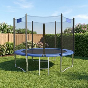 Trampolim 244 cm com rede segurança e escada Preto-Azul