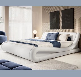 Cama "Lorenzo" - 135x190 cm - Branco - Polipele PU - Somier Incluído -