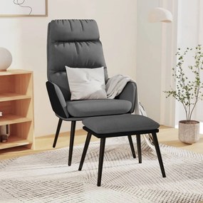vidaXL Cadeira de descanso + banco tecido/couro artificial cinza-claro