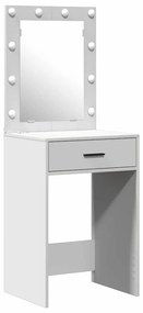 Conjunto de Mesa de Maquiagem de 2 Peças com LED em Madeira Branca