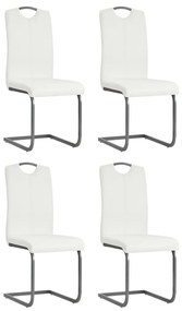 Cadeiras de jantar cantilever 4 pcs couro artificial branco