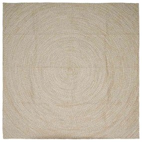 vidaXL Tapetes de área Quadrado Natural e Branco 240 x 240 cm Juta