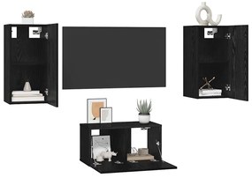 Conjunto de móvel de TV 3 pcs Carvalho Preto 60 x 30 x 30.5 cm
