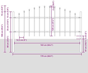 Cerca de Jardim vidaXL com Topo Arqueado Cinza 5,1x0,75 m Aço