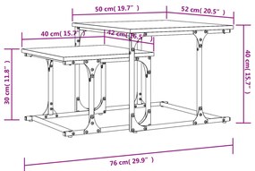 Mesa de centro de encastrar 2 pcs deriv. madeira cinza sonoma