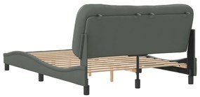 Estrutura de cama sem colchão 140x200 cm tecido cinzento-escuro