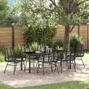 vidaXL Conjunto de Jantar de Jardim com 7 Peças em Rattan Sintético Preto