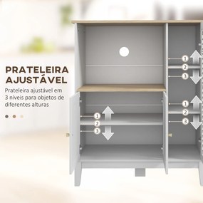 Móvel Auxiliar de Cozinha Moderno Móvel para Micro-Ondas com Prateleiras 3 Portas Compartimento Aberto 80x35x97 cm Branco