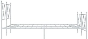 Estrutura de cama com cabeceira e pés 137x190 cm metal branco