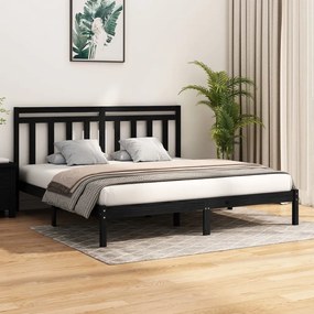 Estrutura de cama super king 180x200 cm madeira maciça preto