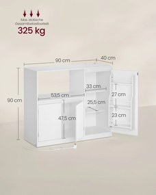Armário de cozinha 40 x 90 x 90 cm com bancada e arrumação versátil Branco 