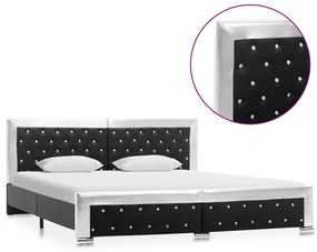 vidaXL Estrutura de cama 180x200 cm couro artificial preto