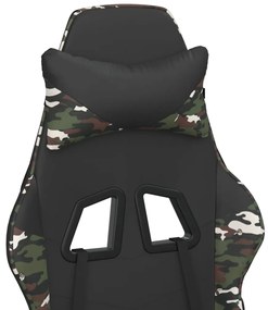 Cadeira gaming massagens couro artificial preto e camuflagem