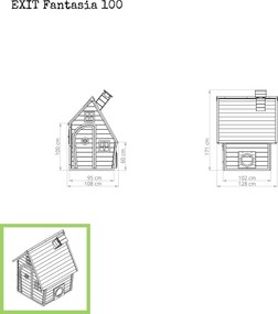 Casa de brincar exterior para crianças Fantasia 100 em madeira Vermelha