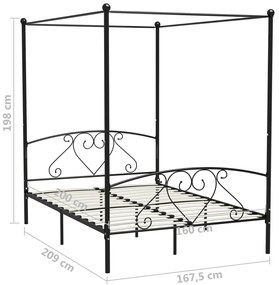 Estrutura de cama dossel 160x200 cm metal preto