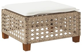 Banco de jardim com almofada 63,5x56x32 cm vime PE bege