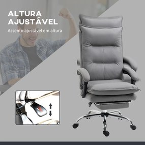 Cadeira de Escritório com 6 Pontos de Massagem e 5 Modos Reclinável com Função de Aquecimento 66x74x114-121,5 cm Cinza