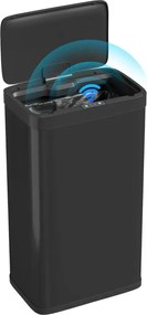 Balde do Lixo de Cozinha Automático 45 L com Sensor Infravermelho Fecho Suave 38x25,5x67,5 cm Preto