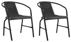 vidaXL Cadeiras de jardim 2 pcs vime plástico e aço 110 kg