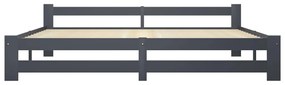Estrutura de cama 200x200 cm pinho maciço cinzento-escuro