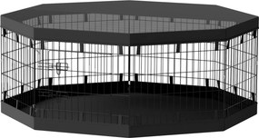 Parque para cães com 8 painéis dobráveis 61 cm (L) x 61 cm (A) e porta para cachorros, em aço preto