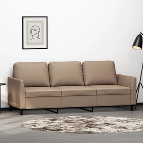 vidaXL Sofá de 3 lugares 180 cm couro artificial cor cappuccino