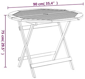 Mesa de jardim dobrável Ø 90x75 cm madeira de acácia maciça