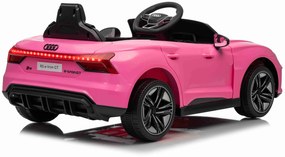 Carro elétrico para crianças Audi RS E-tron GT 12V, controlo remoto, USB / AUX, Bluetooth, bateria de lítio, luzes LED licença ORIGINAL Rosa