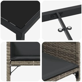 Conjunto de Jantar de Jardim de 5 Peças com Almofadas Cinza em Rattan