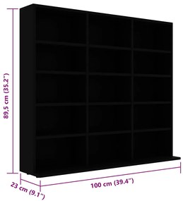 Armário para CD 100x23x89,5 cm derivados de madeira preto