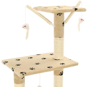 Árvore para gatos c/postes arranhadores sisal 138 cm bege