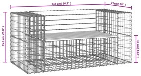 Banco de jardim c/ design gabião 143x71x65,5cm pinho impregnado