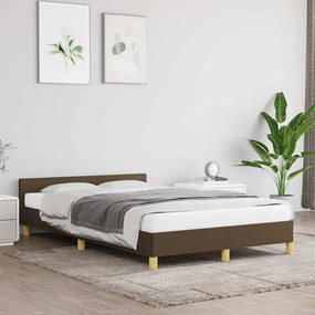 Estrutura de cama sem colchão 120x200 cm tecido castanho-escuro