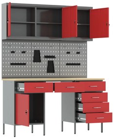 Conjunto de Gabinete de Trabalho e Painel de Ferramentas em 8 Peças Vi