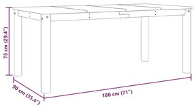 Mesa de jantar Panama 180x90x75 cm madeira de pinho maciça