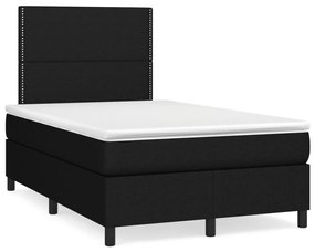 Cama box spring c/ colchão e LED 120x190 cm tecido preto
