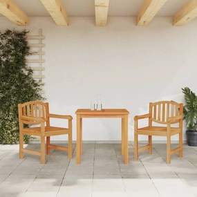 vidaXL 3 pcs conjunto de jantar para jardim madeira de teca maciça