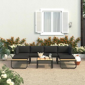 vidaXL Sofás de canto para jardim com almofadões 4 pcs alumínio e WPC