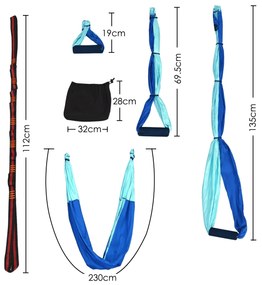 Rede Yoga Swing para Exercícios de Inversão Trapézio Azul